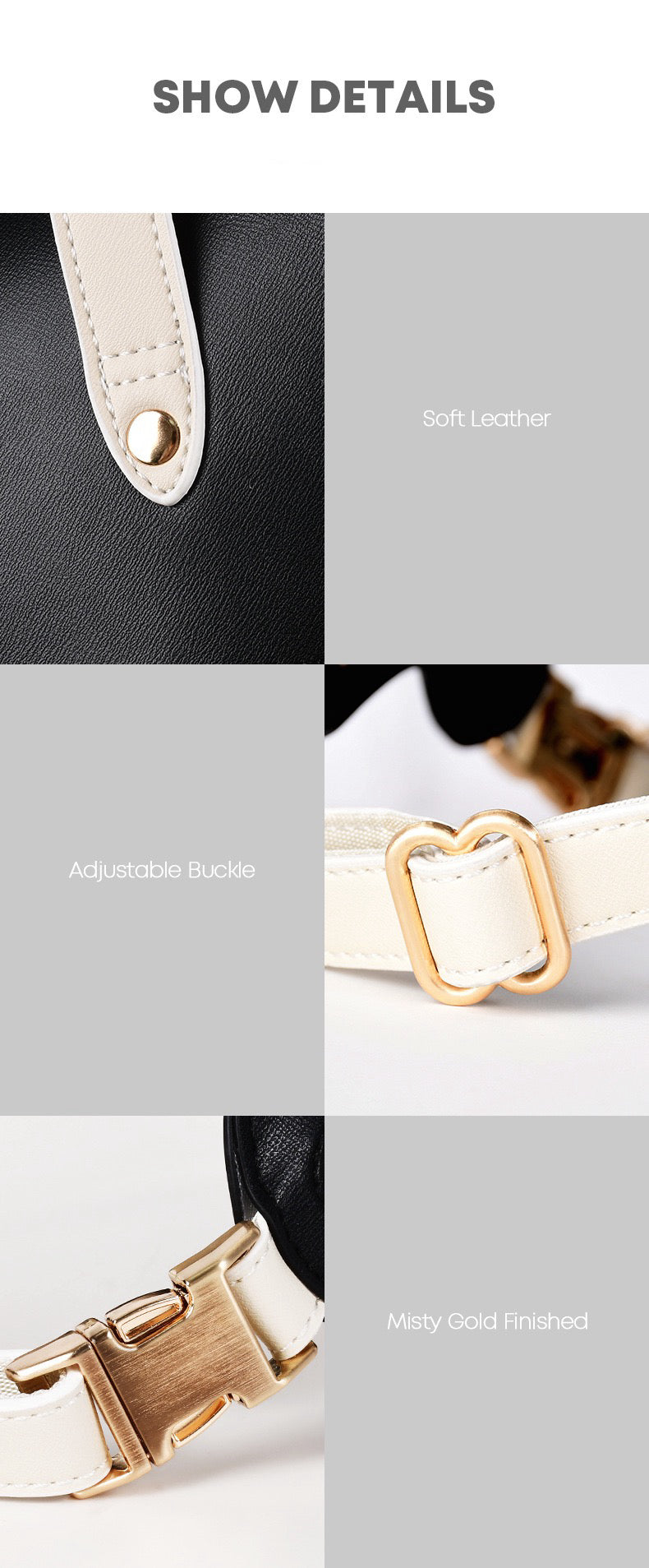 Leather Collar With handle for Small Medium Dogs