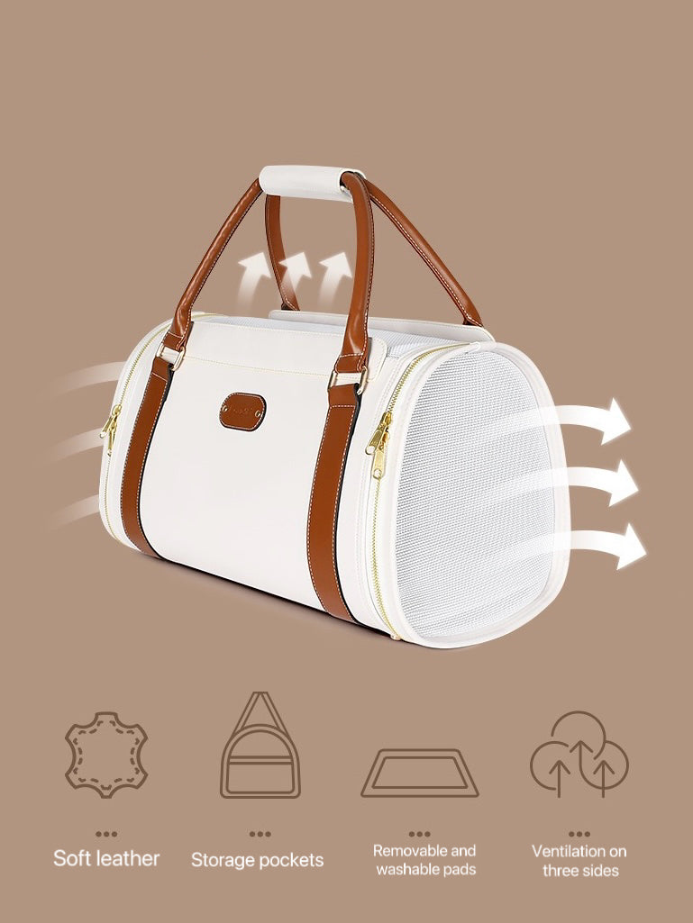 leather pet carrier bag