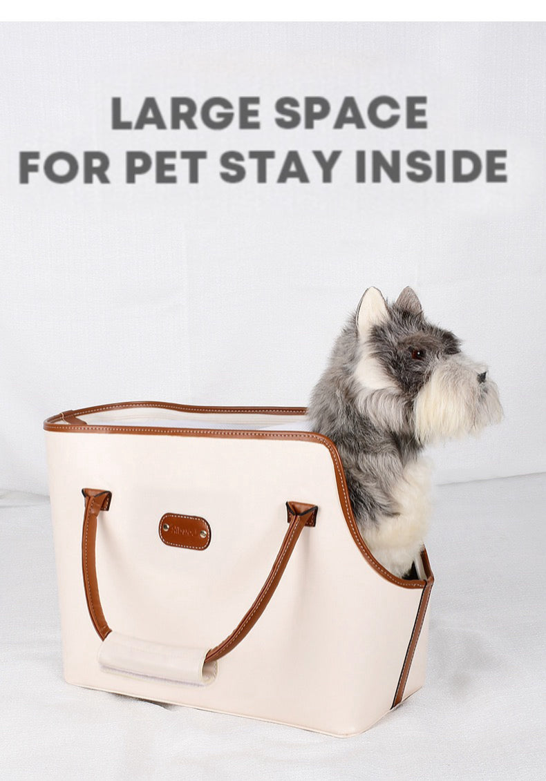 Luxury Portable Leather Pet Carrier Tote Shoulder Carrying Bag