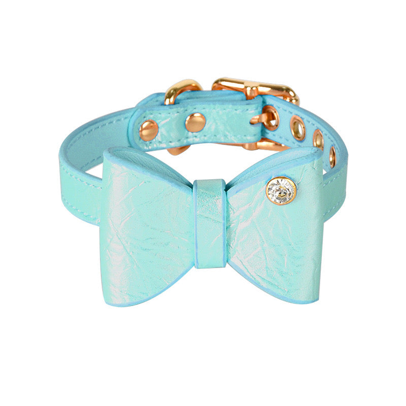 Fancy Bow Tie Dog Collar With Pink Diamond 