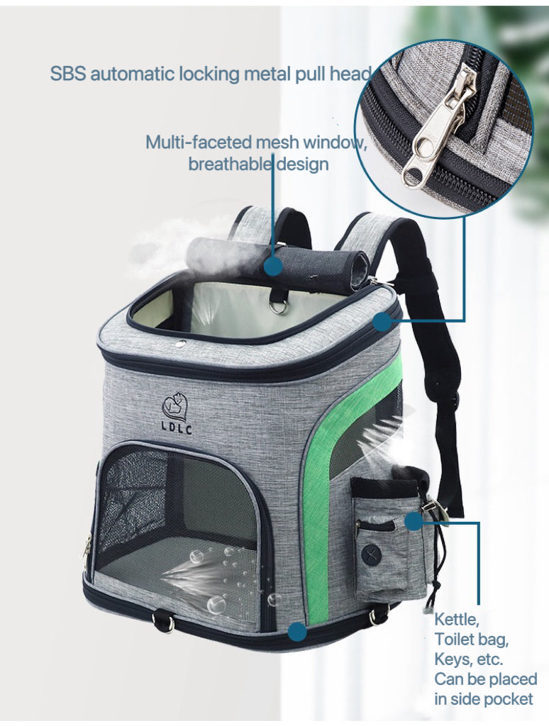 Soft-sided  Mesh Pet Outdoor Carrier with Pockets Airline Approved