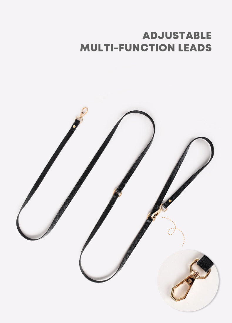 Multi-function Hands Free Soft Leather Dog Leash