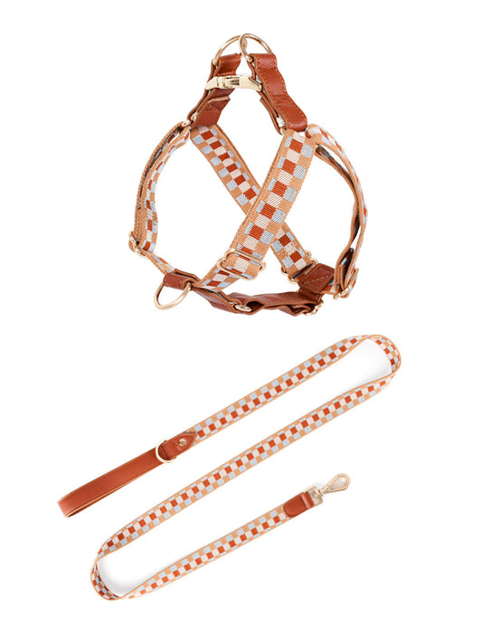 Plaid Dog Harness and Leash Set