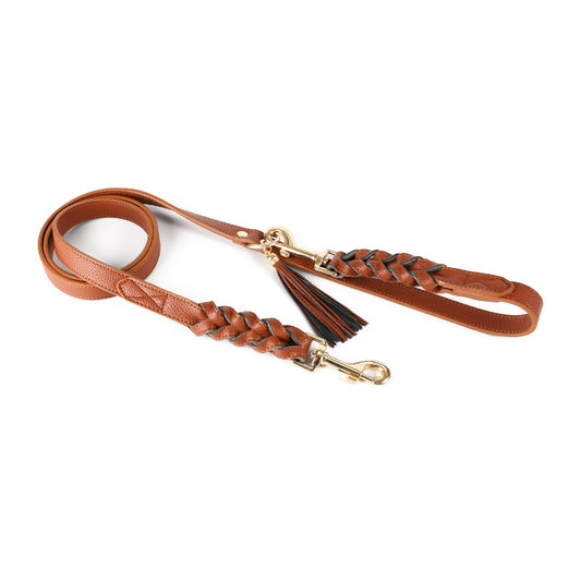 Hands-free No Pull Braided Dog Leather Leash for Running