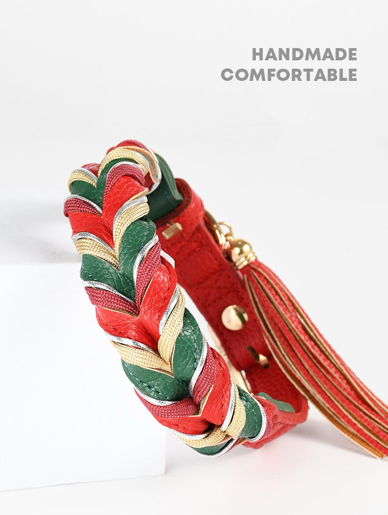 Fashion Rolled Leather Adjustable Collar for Dogs